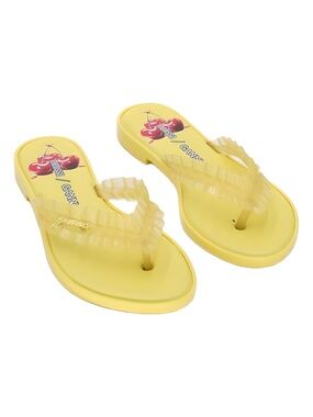 Melissa x GANNI Harmonic Ruffle Jelly Flip Flops Yellow Size 7M